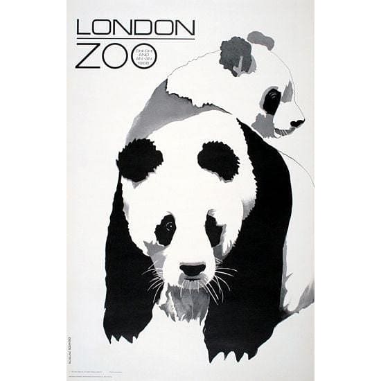 Vintage London Zoo Panda Poster A3 Print - A3 - Posters 