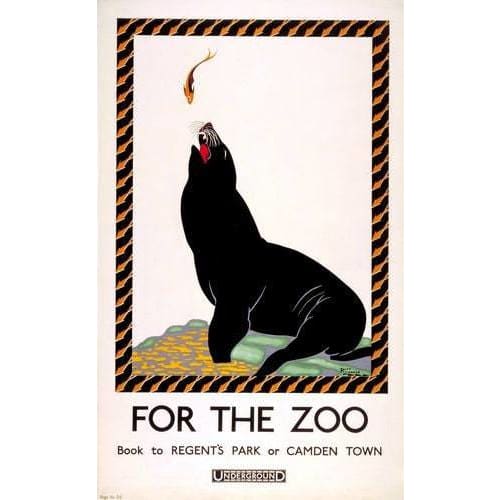Vintage London Zoo Sea Lion Promotional Poster A3 Print - A3