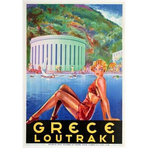 Vintage Loutraki Greece Tourism Poster A3 Print - A3 - 