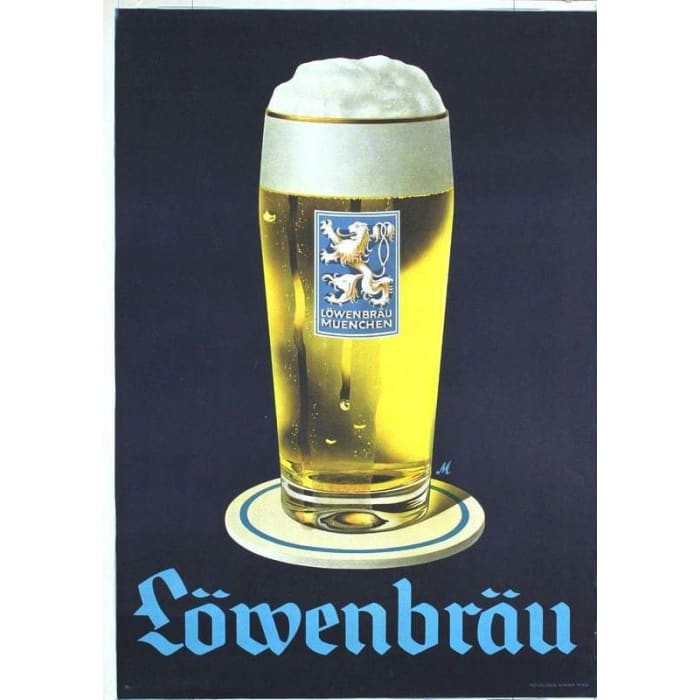 Vintage Lowenbrau Munich Brewery Beer Advertisement Poster 
