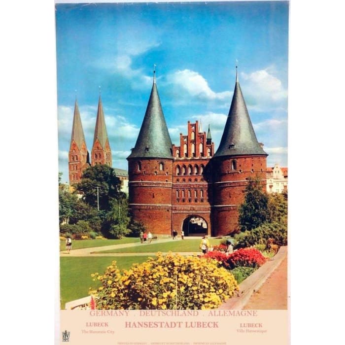 Vintage Lubeck Germany Tourism Poster Print A3/A4 - Posters 