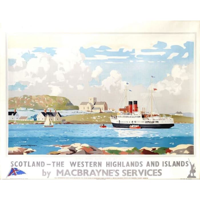 Vintage MacBraynes Western Highlands Ferry Service Poster 