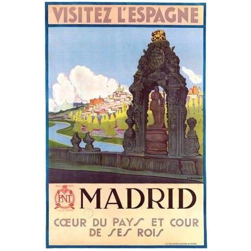 Vintage Madrid Spain Tourism Poster A3 Print - A3 - Posters 