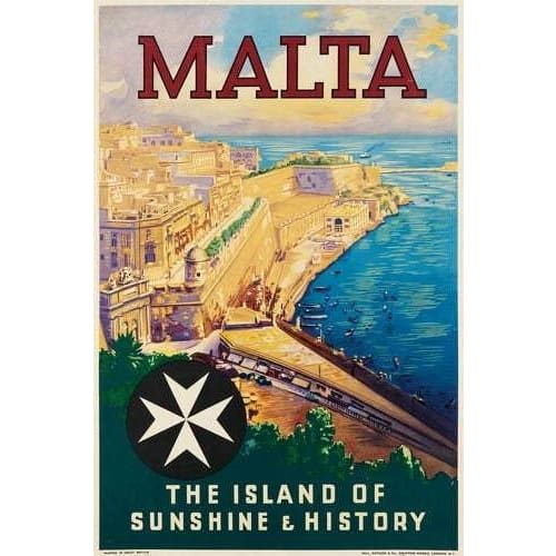 Vintage Malta Island of Sunshine Tourism Poster A3 Print - 