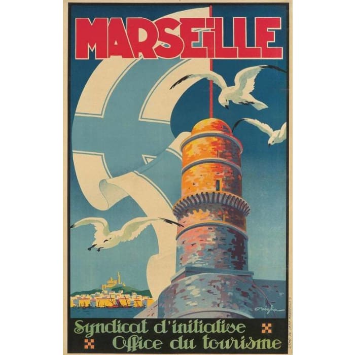 Vintage Marseille France Tourism Poster Print A3/A4 - 