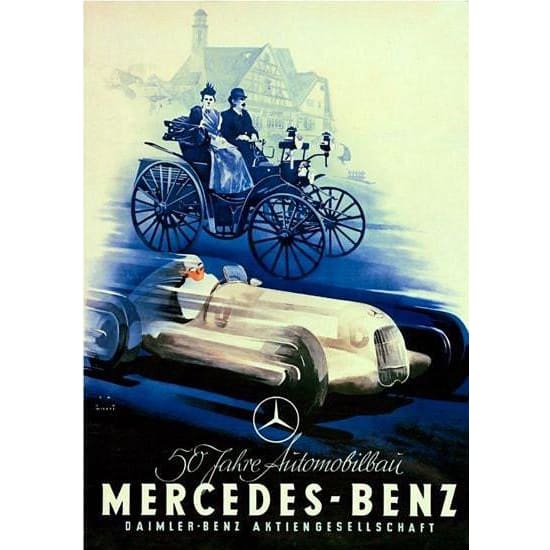 Vintage Mercedes Benz Motor Racing Poster A3 Print - A3 - 