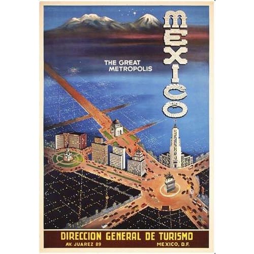 Vintage Mexico City Tourism Poster A3 Print - A3 - Posters 