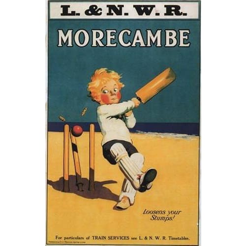Vintage Morecambe LNWR Railway Poster A3/A2/A1 Print - 