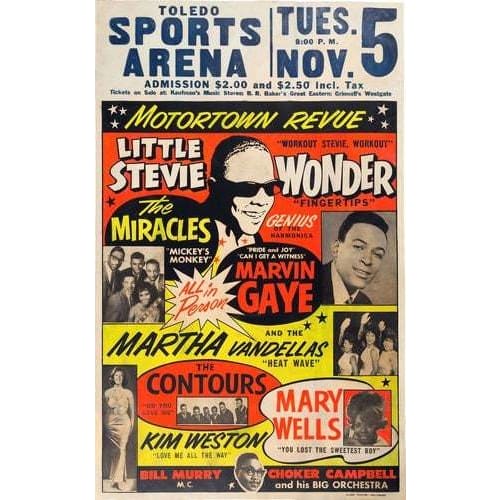 Vintage Motown Stevie Wonder Marvin Gaye Concert Poster A3 