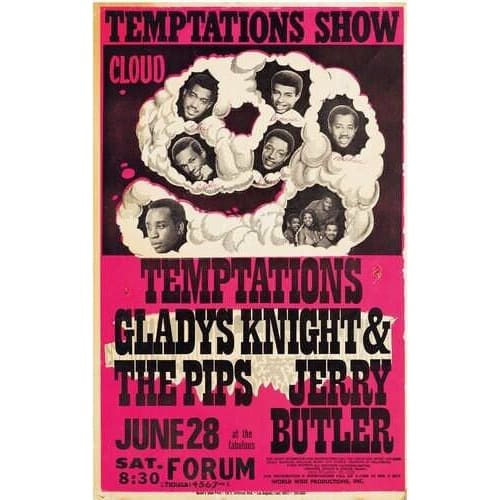 Vintage Motown Temptations Gladys Knight Concert Poster A3 