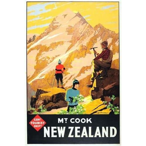 Vintage Mount Cook New Zealand Tourism Poster A3 Print - A3 