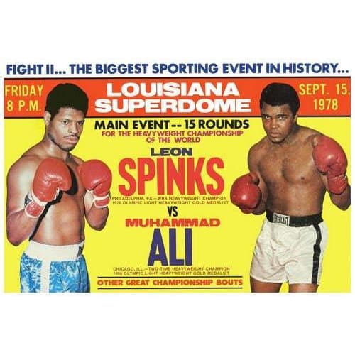 Vintage Muhammad Ali Leon Spinks Boxing Poster A3 Print - A3