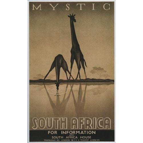 Vintage Mystic South Africa Giraffe Tourism Poster A3/A2/A1 