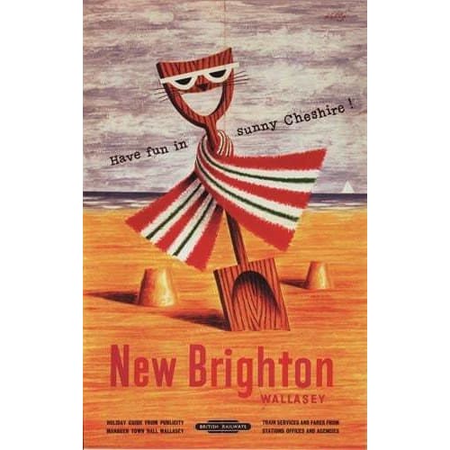 Vintage New Brighton Wallasey British Rail Railway Poster 