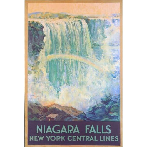 Vintage Niagara Falls American Railroad Tourism Poster 
