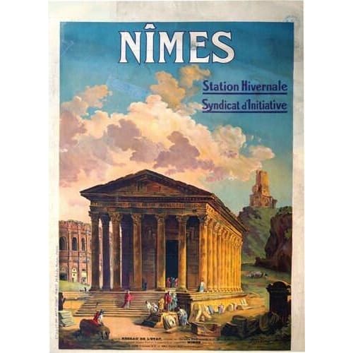 Vintage Nimes France Tourism Poster A4/A3 Print - Posters 