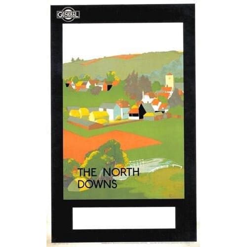 Vintage North Downs UK Bus Tourism Poster A4/A3 Print - 
