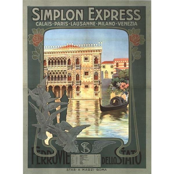 Vintage Orient Simplon Express Venice Tourism Poster 