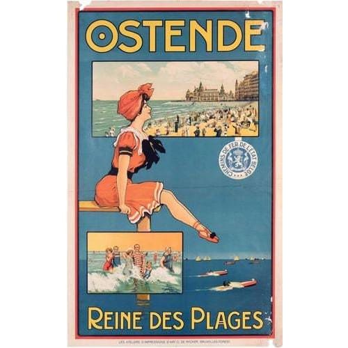 Vintage Ostende Belgium Tourism Poster A3 Print - A3 - 