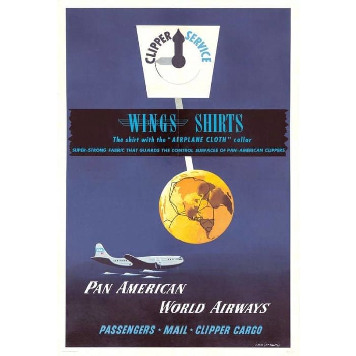 Vintage Pan Am Flights Around The World Airline Poster Print