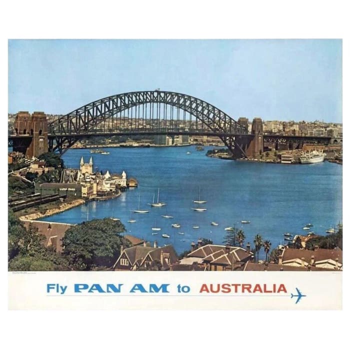 Vintage Pan Am Flights To Australia Airline Poster Print 