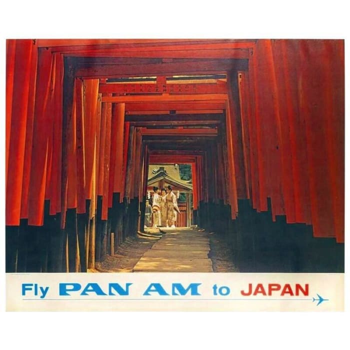 Vintage Pan Am Flights To Japan Airline Poster 2 Print A3/A4
