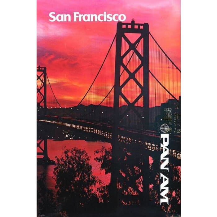 Vintage Pan Am Flights To San Francisco Airline Poster Print