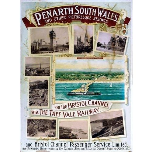 Vintage Penarth South Wales Taff Vale Railway Poster A3 