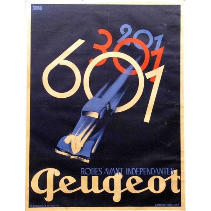 Vintage Peugeot 601 Motor Car Advertisement Poster Print 