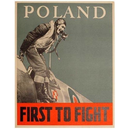 Vintage Poland War War Two RAF Poster A3 Print - A3 - 