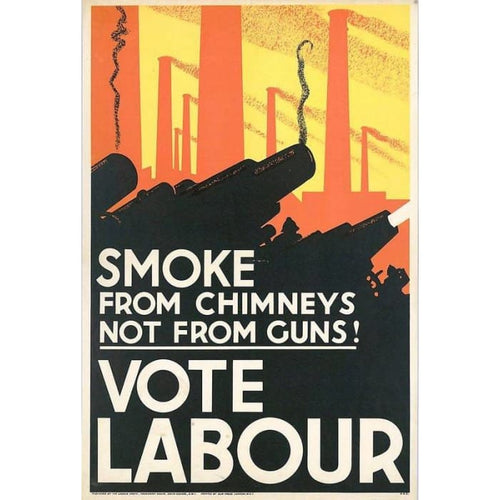 Vintage Post World War One Vote Labour UK Political Poster 