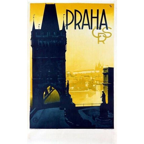 Vintage Prague Czechoslavak State Railways Tourism Poster 2 