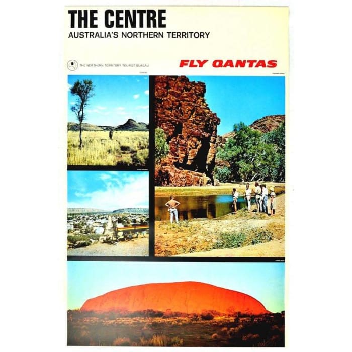 Vintage Qantas Flights To The Red Centre Airline Poster 