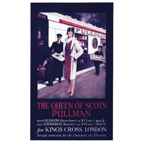 Vintage Queen of Scots Pullman Service Railway Poster 