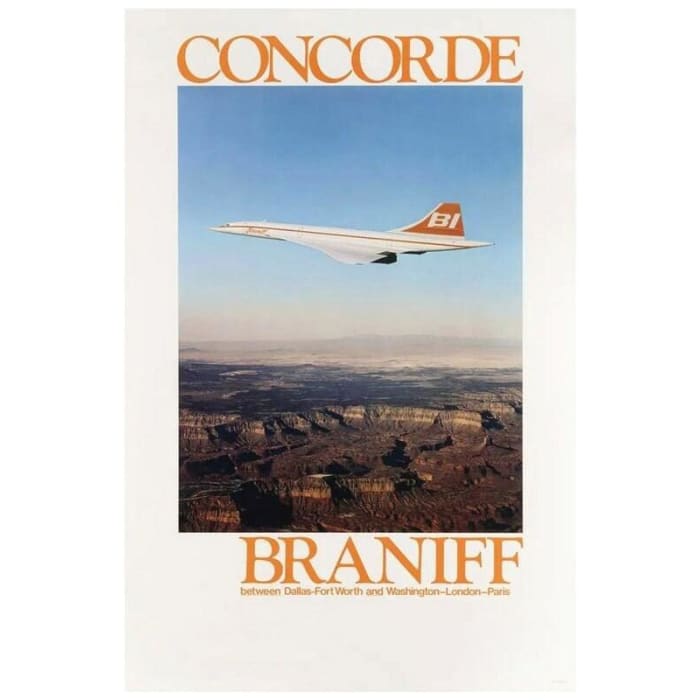 Vintage Rare US Airline Concorde Poster Print A3/A4 - 