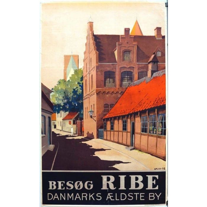 Vintage Ribe Denmark Tourism Poster Print A3/A4 - Posters 
