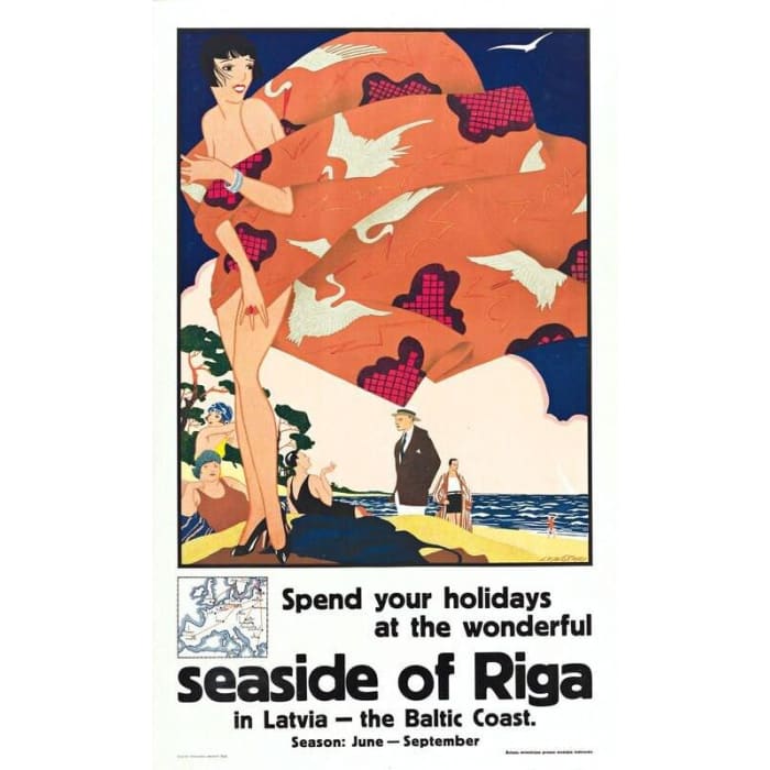 Vintage Riga Latvia Tourism Poster Print A3/A4 - Posters 