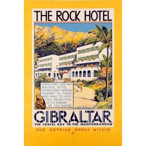 Vintage Rock Hotel Gibraltar Tourism Poster A3 Print - A3 - 