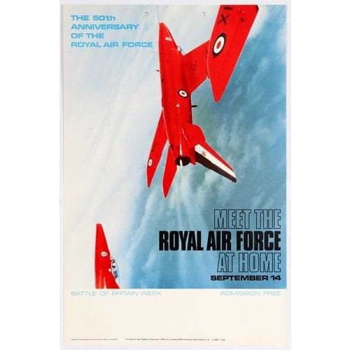 Vintage Royal Air Force RAF 50th Anniversary Poster A3/A2/A1