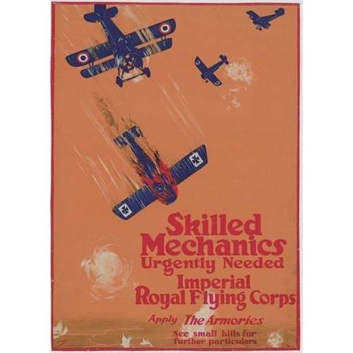 Vintage Royal Flying Corps Recruitment Poster A3 Print - A3 