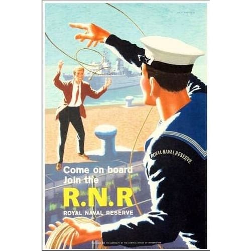 Vintage Royal Naval Reserve Recruitment Poster A3 Print - A3