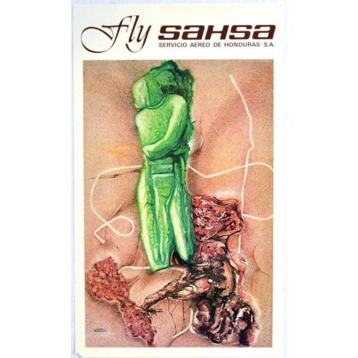 Vintage Sahsa Honduras Airlines Airline Poster Print A3/A4 -
