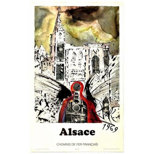 Vintage Salvador Dali French Railways Alsace Tourism Poster 