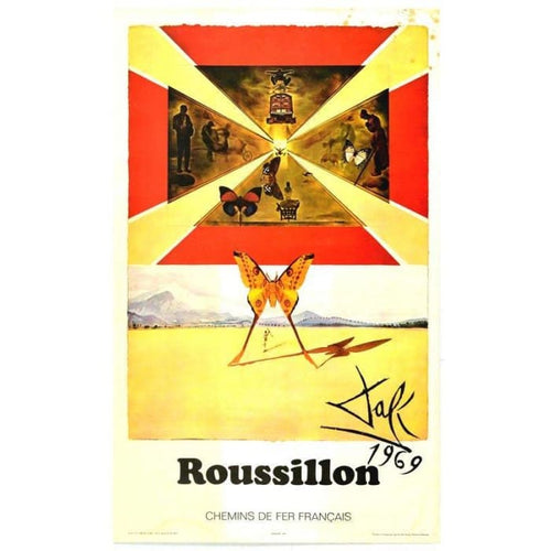 Vintage Salvador Dali French Railways Roussillon Tourism 