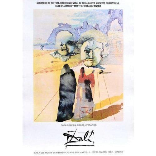 Vintage Salvador Dali Madrid Art Exhibition Tourism Poster 