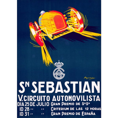 Vintage San Sebastian Spanish Grand Prix Poster A3 Print - 