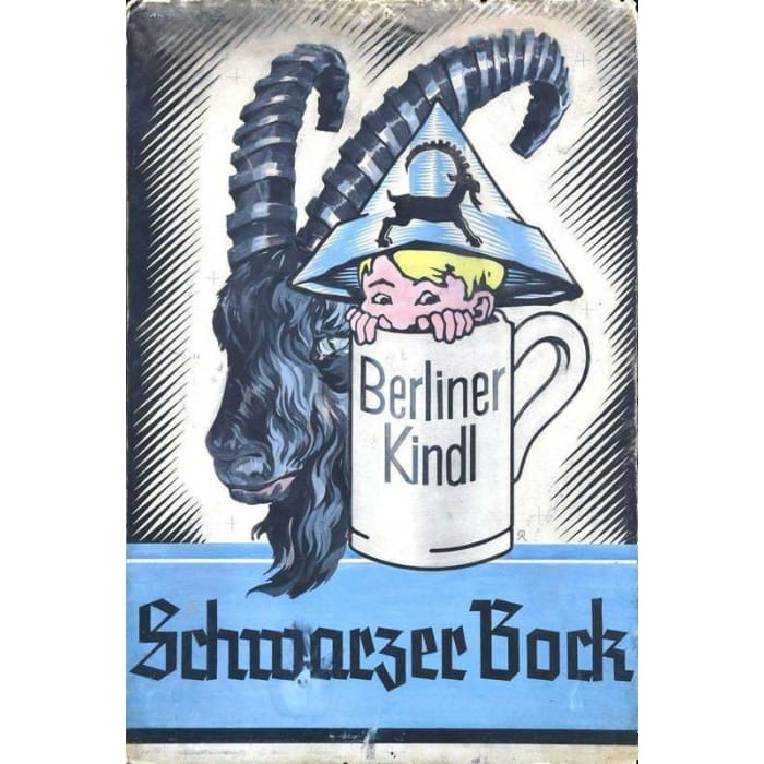 Vintage Schwarzer Bock German Beer Advertisement Poster 
