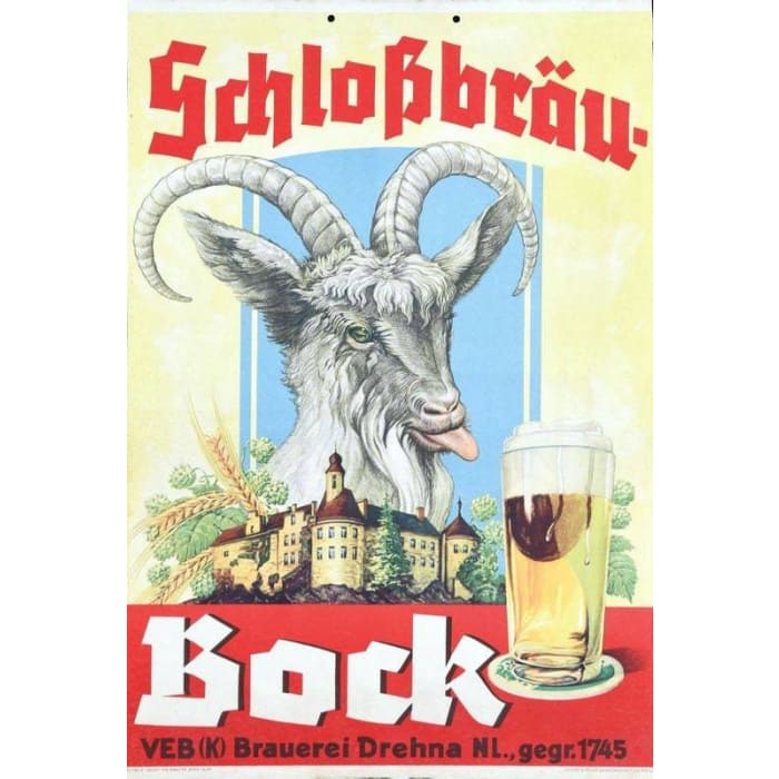 Vintage Sclossbrau Bock German Beer Advertisement Poster 