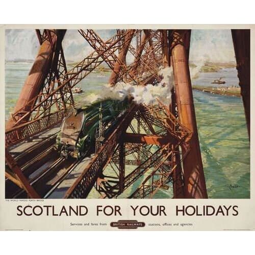 Vintage Scotland Forth Bridge British Rail Railway Poster 