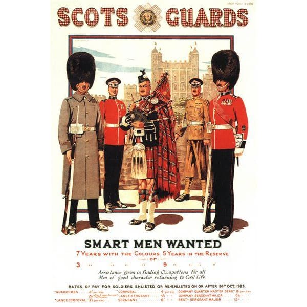 Vintage Scots Guards Recruitment Poster Print A3/A4 - 